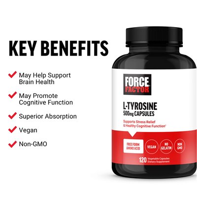 Force Factor, L-Tyrosine, 500 mg, 120 Vegetable Capsules (250 mg per Capsule) Force Factor, L-Tyrosine, 500 mg, 120 Vegetable Capsules (250 mg per Capsule)