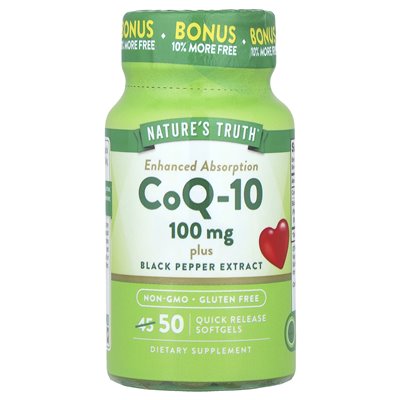 Nature's Truth, CoQ-10, Ulepszona Absorpcja, 100 mg, 50 Szybko Uwalniających Softgelsów Nature's Truth, CoQ-10, Ulepszona Absorpcja, 100 mg, 50 Szybko Uwalniających Softgelsów