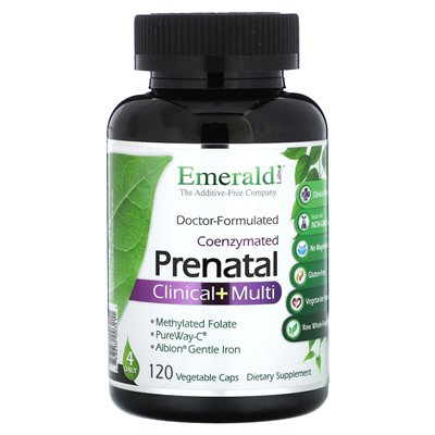 Emerald Laboratories, Coenzymated Prenatal Clinical + Multi, 120 czapek warzywnych