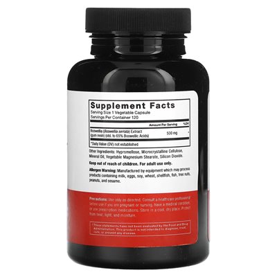 Współczynnik siły, ekstrakt z Boswellia, 500 mg, 120 kapsułek warzywnych