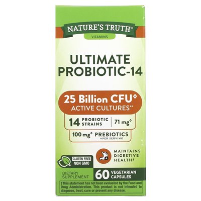 Nature's Truth, Ultimate Probiotic-14, 25 miliardów, 60 kapsułek wegetariańskich Nature's Truth, Ultimate Probiotic-14, 25 miliardów, 60 kapsułek wegetariańskich