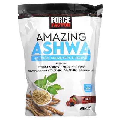 Force Factor, Amazing Ashwa, Triple Berry, 60 miękkich żuć
