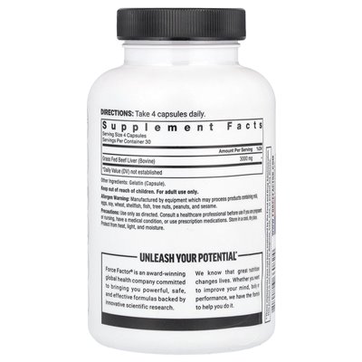 Współczynnik siły, Primal Origins ™, wątroba wołowiny karmiona trawą, 3000 mg, 120 kapsułek (750 mg na kapsułkę)