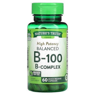 Nature's Truth, Balanced B-100, hochdosiert, 60 Kapseln mit schneller Wirkstofffreisetzung