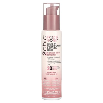 Giovanni, 2Chic, Frizz Be Be Black-In Kondensuj i styling eliksir, shea masło + olej migdałowy, 4 fl oz (118 ml)