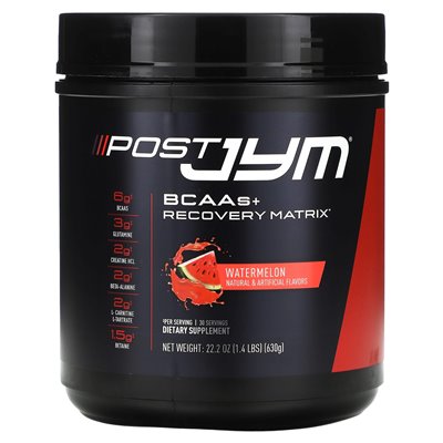 JYM Suplement Science, Post JYM, BCAAS + Recovery Matrix, Watermelon, 1,4 funt (630 g)