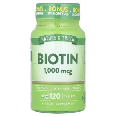 Nature's Truth, Biotyna, 1000 mcg, 120 tabletek