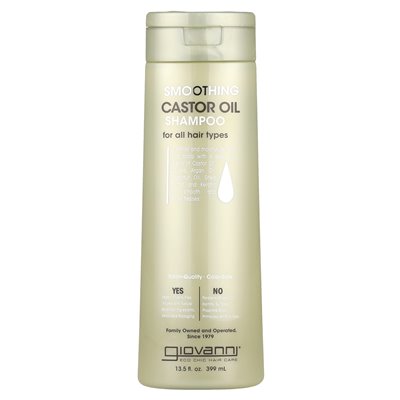 Giovanni, szampon wygładzający olej rycynowy, dla wszystkich rodzajów włosów, 13,5 fl oz (399 ml) Giovanni, szampon wygładzający olej rycynowy, dla wszystkich rodzajów włosów, 13,5 fl oz (399 ml)