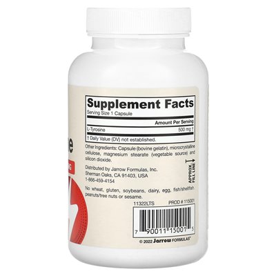 Jarrow Formulas, L-Tyrosin, 500 mg, 100 Kapseln
