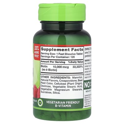 Nature's Truth, Maksymalna Biotyna, Naturalny Owoc, 10,000 mcg, 120 Szybko Rozpuszczalnych Tabletek Nature's Truth, Maksymalna Biotyna, Naturalny Owoc, 10,000 mcg, 120 Szybko Rozpuszczalnych Tabletek