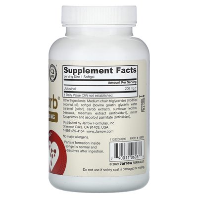 Formuły jarrow, ubiquinol, qh-absorb, Max Absorption, 200 mg, 90 miękkich