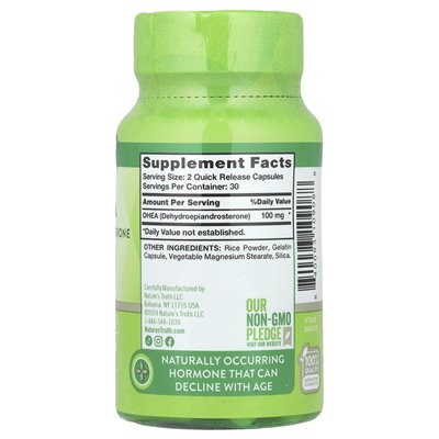 Nature's Truth, Dhea, 100 mg, 60 Quick Release Capsules (50 mg per capsule)