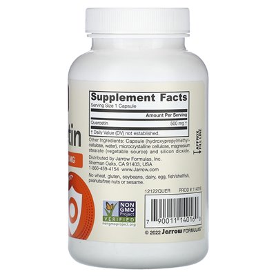 Formuły jarrow, wegańskie kwercetyna, 500 mg, 100 kapsułek wegetariańskich Formuły jarrow, wegańskie kwercetyna, 500 mg, 100 kapsułek wegetariańskich