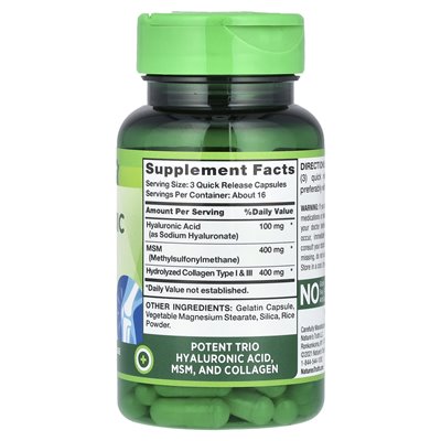 Nature's Truth, Hialuron Complex, 900 mg, 50 kapsułek szybkiego uwalniania (300 mg na kapsułkę)