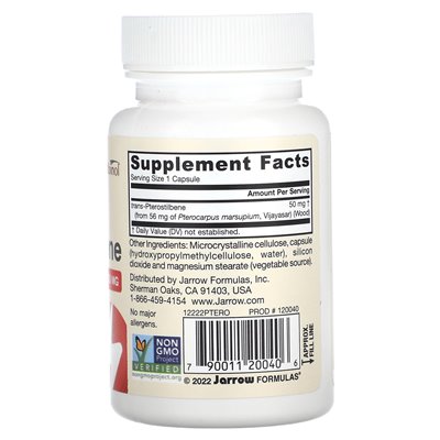Jarrow Formulas, Trans-Pterostilbene, 50 mg, 60 Veggie Capsules Jarrow Formulas, Trans-Pterostilbene, 50 mg, 60 Veggie Capsules