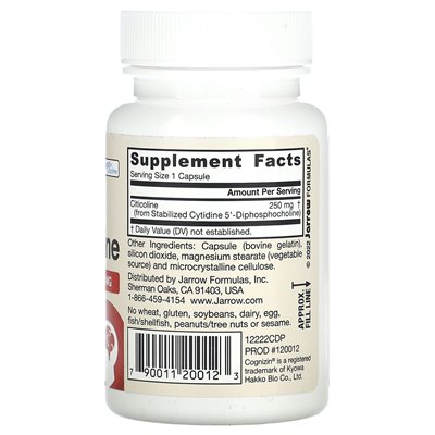 Jarrow Formulas, Citicolin, 250 mg, 60 Kapseln