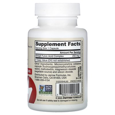 Jarrow Formulas, veganer Shilajit-Fulvosäure-Komplex, 250 mg, 60 vegetarische Kapseln