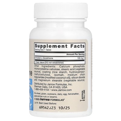 Formuły jarrow, wegańskie s-acetylu l-glutation, 100 mg, 60 tabletek
