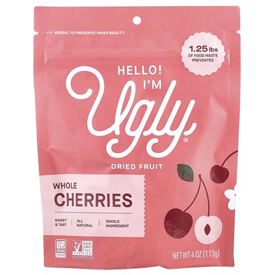 Hi!I'm Ugly, Dried Fruit, Whole Cherries, 4 Ounces (113 G)