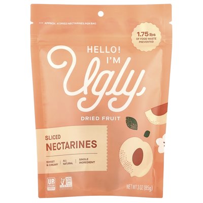 Cześć!Jestem brzydki, suszone owoce, pokrojone nektaryny, 3 uncje (85 g)