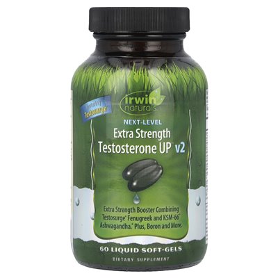 Irwin Naturals, Next Level, Testosteron UP V2, dodatkowa wytrzymałość, 60 płynnych miękkich żelazów