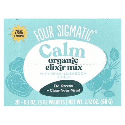Cztery sigmatyczne, organiczne mieszanka eliksiru z reishi grzybami i tulsi, spokojną, bez kofeiny, 20 pakietów, 0,1 uncji (3 g) Cztery sigmatyczne, organiczne mieszanka eliksiru z reishi grzybami i tulsi, spokojną, bez kofeiny, 20 pakietów, 0,1 uncji (3 g)