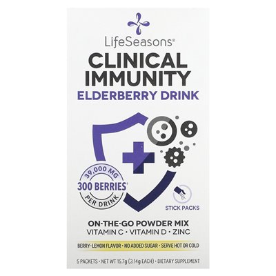 Rifesasease, Clinical Elderberry Resistance Organic Drinks, Lemon Berry, 39,000 mg, 5 Packets, 3.14 g each