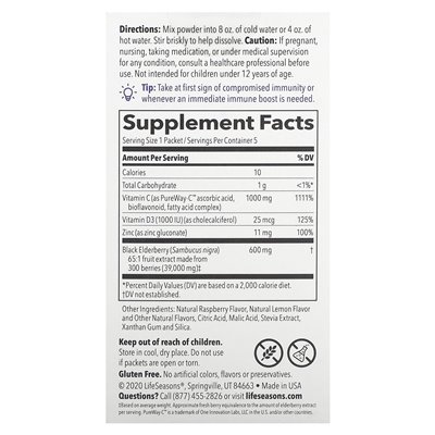 Rifesasease, Clinical Elderberry Resistance Organic Drinks, Lemon Berry, 39,000 mg, 5 Packets, 3.14 g each