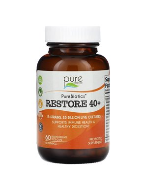 Pure Essence, PureBiotics, Restore 40+, 35 Billion, 60 Delayed Release Vegi-Caps Pure Essence, PureBiotics, Restore 40+, 35 Billion, 60 Delayed Release Vegi-Caps