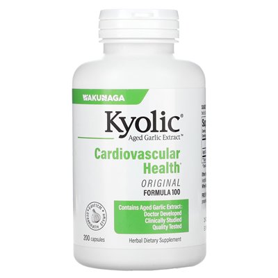 Kyolic Gealterter Knoblauchextrakt, Herz-Kreislauf-Gesundheit, Originalformel 100, 600 mg, 200 Kapseln (300 mg pro Tag)