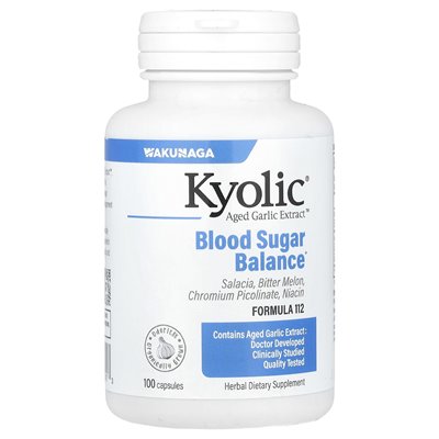 Kyolic, Aging Garlic Extract™, Blutzuckergleichgewicht, Formel 112, 100 Kapseln