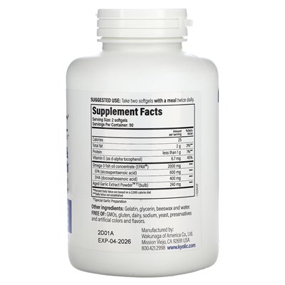 Kyoliczne, starzejące się ekstrakt z czosnku, cholesterol i Circulation Health, 180 softgels Kyoliczne, starzejące się ekstrakt z czosnku, cholesterol i Circulation Health, 180 softgels