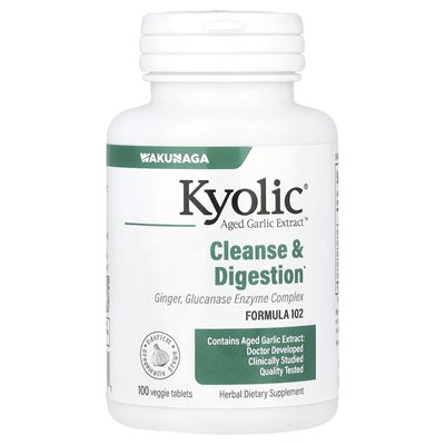 Kyolic, Aged Garlic Extract ™, Cleanse & Trawestion, Formuła 102, 100 tabletek wegetariańskich Kyolic, Aged Garlic Extract ™, Cleanse & Trawestion, Formuła 102, 100 tabletek wegetariańskich