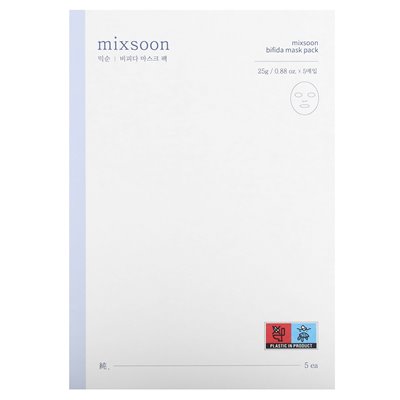 Mixsoon, bifida Beauty Mask Pack, 5 masek, 0,17 uncji (5 g) każdy Mixsoon, bifida Beauty Mask Pack, 5 masek, 0,17 uncji (5 g) każdy
