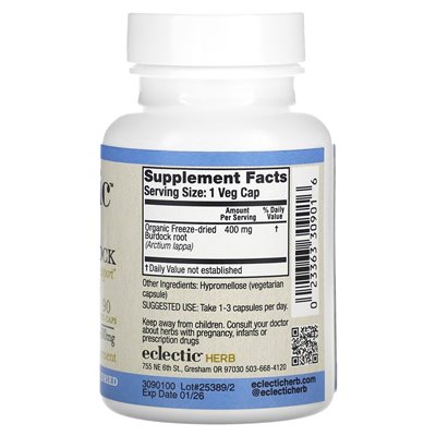 Eclectic Herb, Klette, 400 mg, 90 vegetarisch