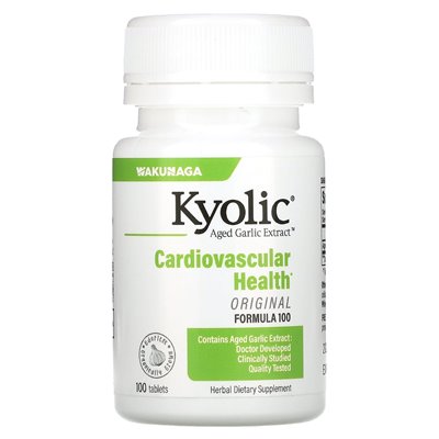 Kyolic, Wyciąg z Starzonego czosnku, Zdrowie Układu Sercowo Naczyniowego, Orginalna Formuła 100, 100 Tabletek Kyolic, Wyciąg z Starzonego czosnku, Zdrowie Układu Sercowo Naczyniowego, Orginalna Formuła 100, 100 Tabletek
