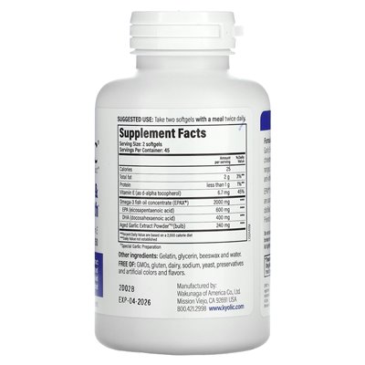 Kyolic, Anti-Aging-Knoblauchextrakt, Cholesterin- und Kreislaufgesundheit, 90 Weichkapseln
