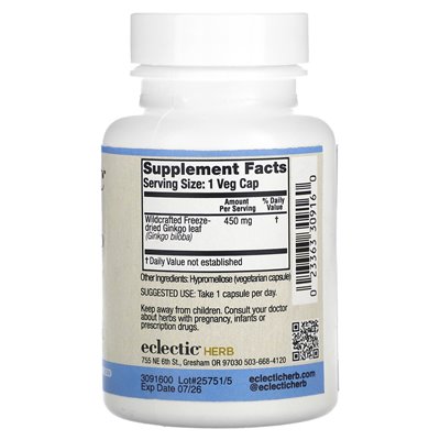 Eclectic Herb, Ginkgo, 450 mg, 90 Gemüse