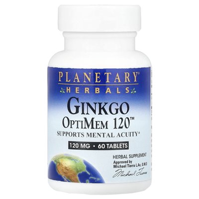 Planetary Herbals, Ginkgo Optimem 120 ™, 120 mg, 60 tabletek