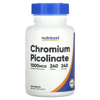 Nutricost, Chromium Picolinate, 1,000 mcg, 240 Tablets Nutricost, Chromium Picolinate, 1,000 mcg, 240 Tablets