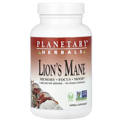 Planetary Herbals, Lion's Mane, 1000 mg, 90 kapsułek wegańskich (500 mg na kapsułkę)