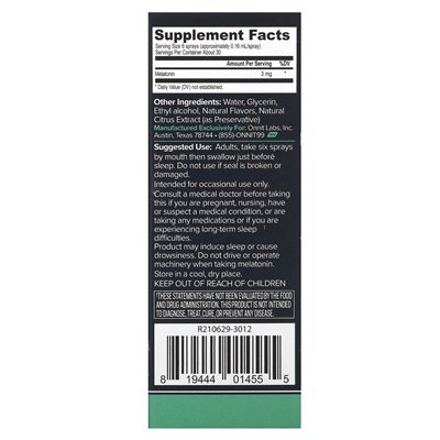Onnit, Instant Melatonin, Mint, 3 mg, 1 fl oz (29 ml)