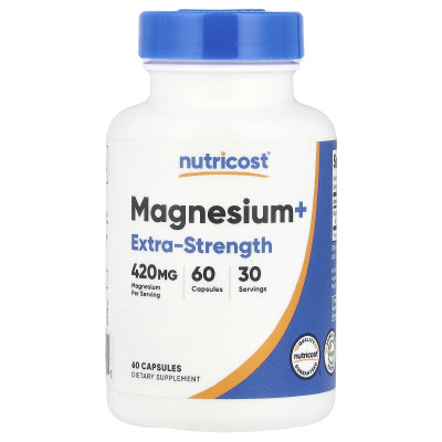 Nutricost, magnez+, dodatkowa wytrzymałość, 420 mg, 60 kapsułek, (210 mg na kapsułkę)