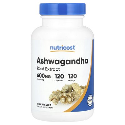 Nutricost, ekstrakt z korzenia Ashwagandha, 600 mg, 120 kapsułek