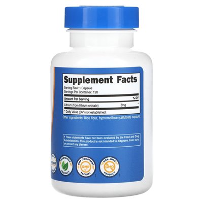 Nutricost, Lithium Orotate, 5 mg, 120 Capsules Nutricost, Lithium Orotate, 5 mg, 120 Capsules
