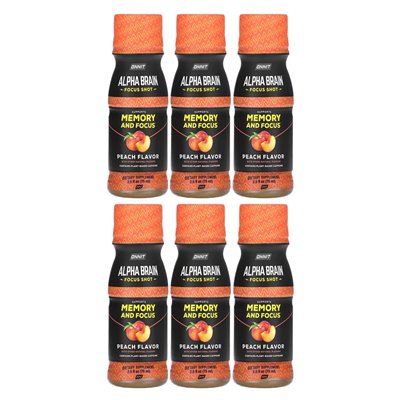 Onnit, Alpha Brain Focus, Peach, 6 butelek, 2,5 fl oz (75 ml)