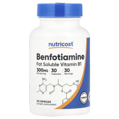 Nutricost, benfotiamina, 300 mg, 30 kapsułek