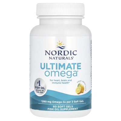 Nordic Naturals, Ultimate Omega, cytryna, 1280 mg, 60 miękkich żeli (640 mg na miękki żel)