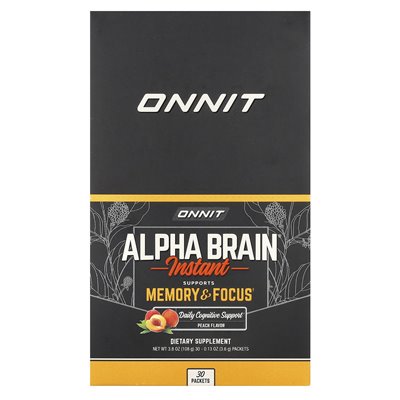 Onnit, Alpha Brain® Instant, brzoskwinia, 30 pakietów, 0,13 uncji (3,6 g)