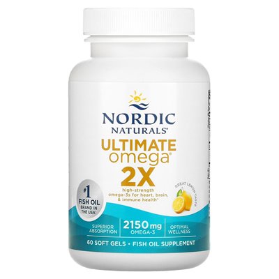 Nordic Naturals, Ultimate Omega 2X, cytryna, 2150 mg, 60 miękkich (1075 mg na miękki żel)
